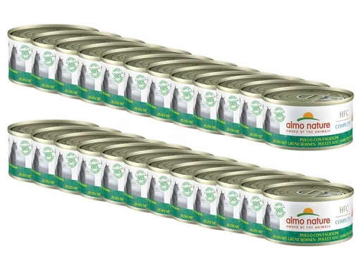 [90322102 1627413] Almo Nature Nassfutter HFC Complete Huhn mit Grünen Bohnen, 24 x 70 g