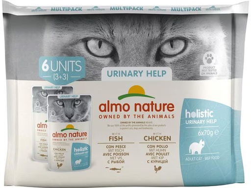[90322119 1627351] Almo Nature Nassfutter Holistic Urinary Help mit Fisch &amp; Huhn, 6 x 70g