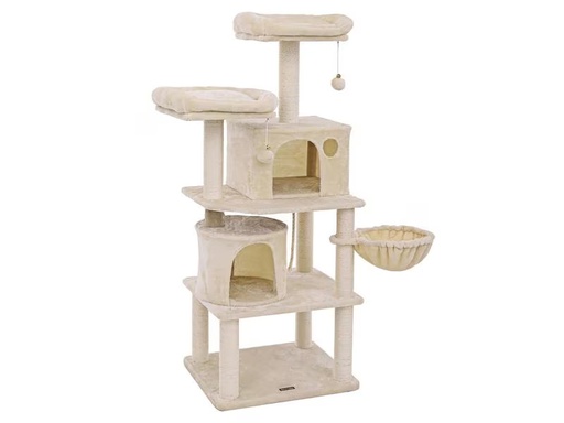 [90322237 1631348] Feandrea Kratzbaum mit 2 Höhlen, 156 cm, Beige