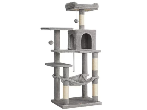 [90322369 1631338] Feandrea Kratzbaum mit Hängematte, 143 cm, Grau/Beige