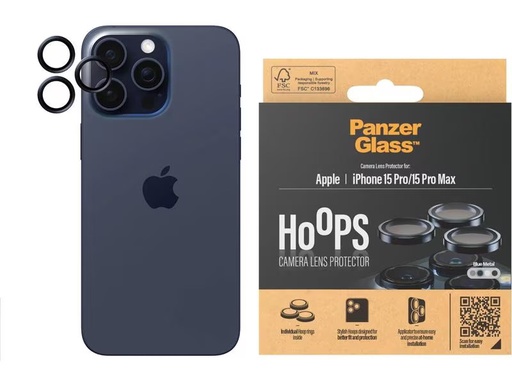 [90323996 1632218] Panzerglass Lens Protector Rings HOOPS iPhone 15 Pro / 15 Pro Max Blau