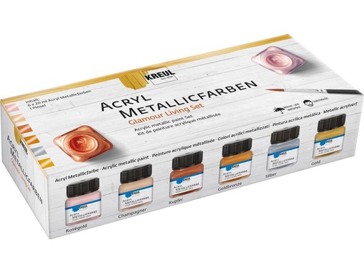 [90324021 1631925] Kreul Acrylfarbe Metallic Set Glamour 6 Stück je 20 ml