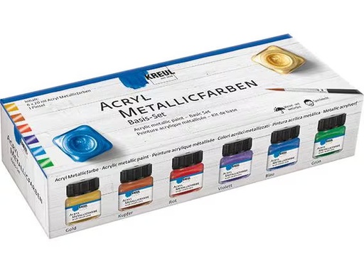 [90324023 1631924] Kreul Acrylfarbe Kreul Metallic Set Basis 6 Stück je 20 ml