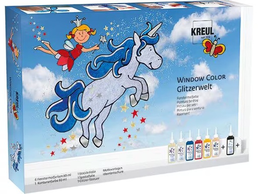 [90324075 1631914] Kreul Fensterfarbe Kreul Set Glitzer 80 ml x 6 Stück