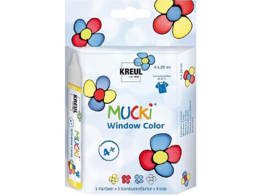 [90324104 1631926] Kreul Fensterfarbe Mucki 4 Stück je 29 ml