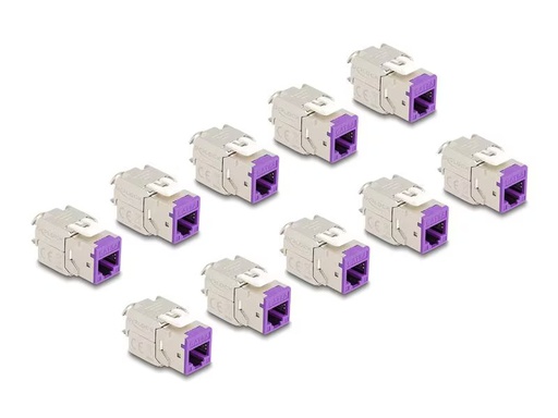 [90324773 1646052] Delock Keystone-Modul RJ45 zu LSA Cat.6A Violett, 10 Stück