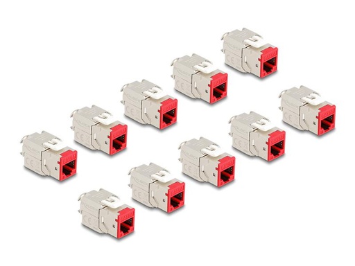 [90324826 1646050] Delock Keystone-Modul RJ45 zu LSA Cat.6A Rot, 10 Stück