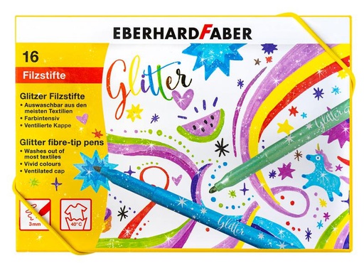 [90052518 1207274] Eberhard Faber Filzstift Glitter 16 Stück, Mehrfarbig