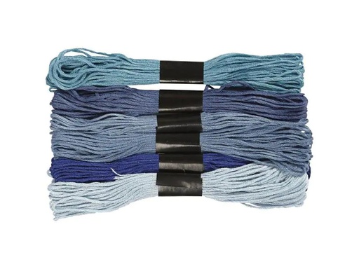 [90052547 710732] Creativ Company Stickgarn Baumwolle Blau 6 Bündel à 8 m