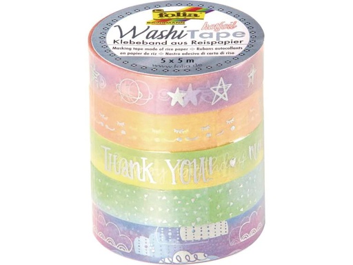 [90052585 1007180] Folia Washi Tape Hotfoil Rainbow 5 Stück