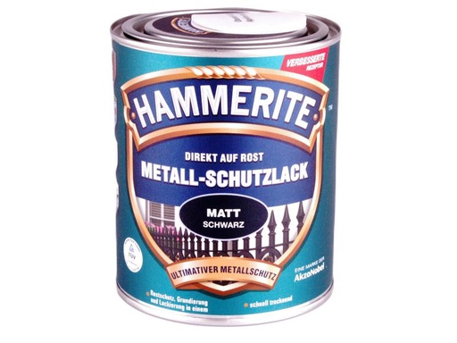 [90325543 1493044] Hammerite Metall-Schutzlack Matt Schwarz, 750 ml