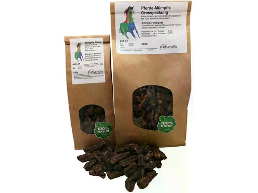 [90326125 1649154] essendia Kausnack Pferdemümpfis, 150 g