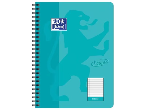 [90327299 1652947] Oxford Notizheft Touch Collegeblock L27, B5, Liniert, Aqua, 5 Stück