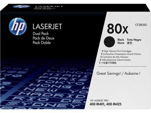 [90052890 243000] HP Toner Nr. 80X (CF280XD) Black (2er-Pack)