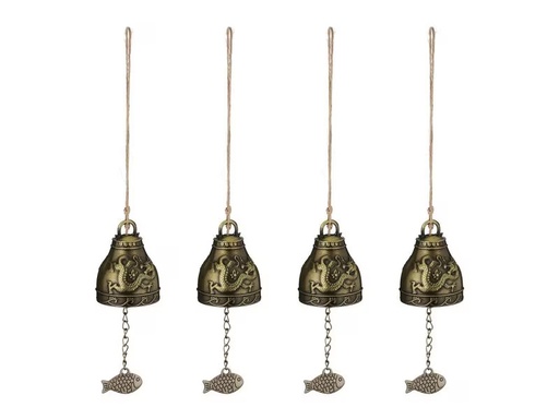 [90328336 1657003] relaxdays Windspiel Feng-Shui 4 Stück, Gold