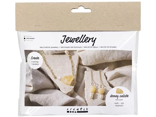 [90328383 1644295] Creativ Company Schmuck Bastelset Halskette und Ohrringe aus Honigkalzit