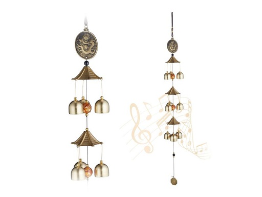[90328392 1657005] relaxdays Windspiel Feng-Shui 2 Stück, Gold