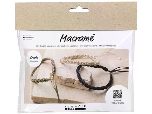 [90328407 1644311] Creativ Company Bastelset Macramé Armband Schwarz/Olivbraun/Beige