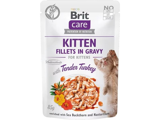 [90328554 1658839] Brit Nassfutter Care Fillets Sauce Kitten Truthahn, 85 g