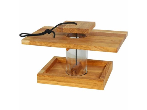 [90331307 1619134] dobar Futterspender mit Acrylglas-Silo, 25 x 18 x 16.5 cm, Holz