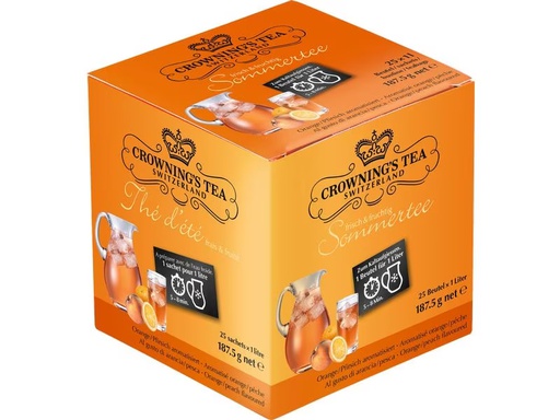 [90331736 1666025] Crowning’s Tea Teebeutel Orangen-Pfirsich 25 Stück