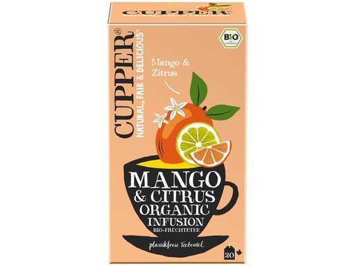 [90331798 1625868] Cupper Teebeutel Mango &amp; Citrus Organic Infusion 20 Stück
