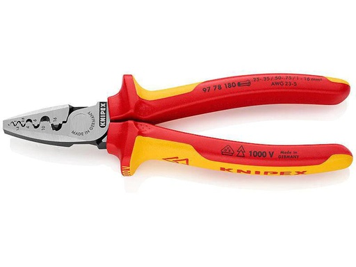 [90053351 916957] Knipex Crimpzange 180 mm für Aderendhülsen