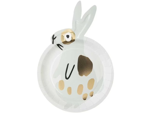 [90332330 1033404] Rico Design Kinderteller Hase, Mint/Gold, 12 Stück