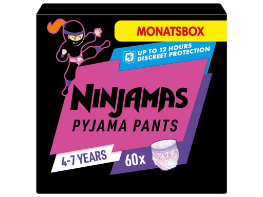 [90332591 1668061] Pampers Nachtwindeln Ninjamas Mädchen 4-7 Jahre, 60 Stk.