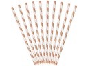 Partydeco Strohhalm 19.5 cm, 10 Stück, Rosegold/Weiss