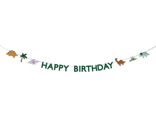 [90332991 1665219] Partydeco Girlande Happy Birthday Dino 3 m, Mehrfarbig