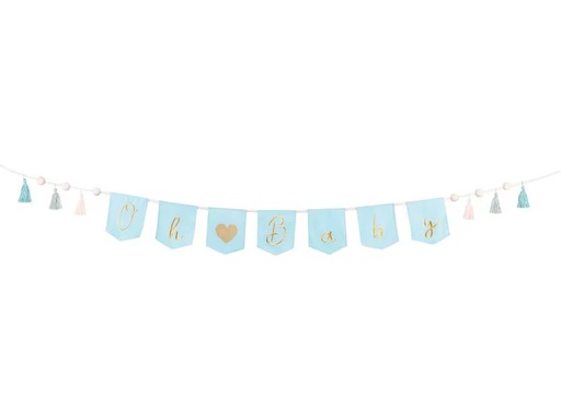 [90333012 1665257] Partydeco Girlande Oh Baby 2.5 m, Blau/Gold
