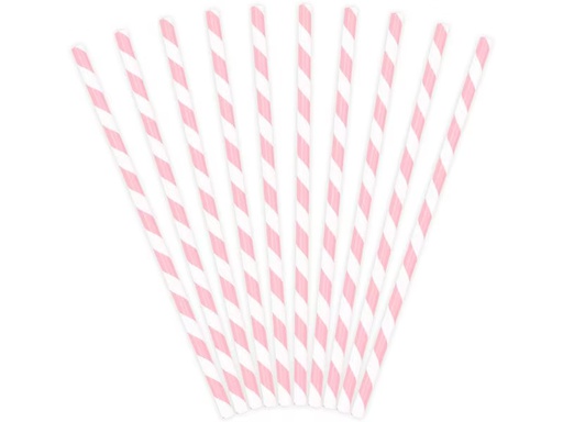 [90333021 1665198] Partydeco Strohhalm 19.5 cm, 10 Stück, Rosa/Weiss