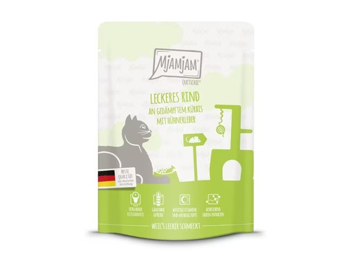 [90333039 1661774] Mjamjam Nassfutter Quetschie Rind &amp; Kürbis, 300 g