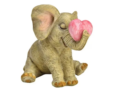 [90333076 1659679] G. Wurm Dekofigur Elefant mit Herz 11 x 9 x 8 cm, Grau