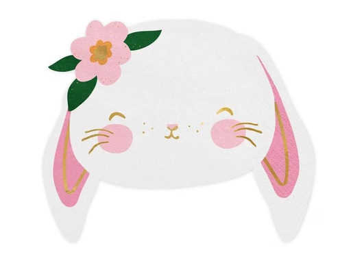 [90333103 1319513] Partydeco Osterhase Serviette 20 Stück, Rosa/Weiss