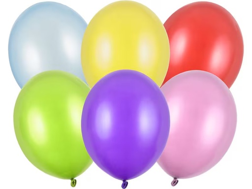 [90333109 1665526] Partydeco Luftballon Uni Strong Metallic 10 Stück, Mehrfarbig, Ø 30 cm