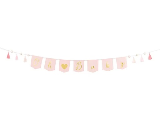 [90333122 1665258] Partydeco Girlande Oh Baby 2.5 m, Gold/Hellrosa