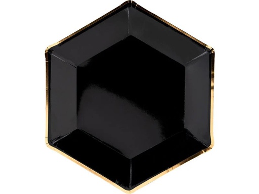 [90333322 1665173] Partydeco Einwegteller Let's Celebrate 23 cm, 6 Stück, Schwarz