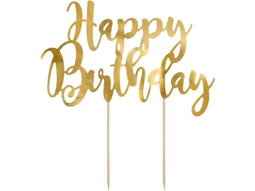 [90333434 1665211] Partydeco Kuchen-Topper Happy Birthday 1 Stück, Gold