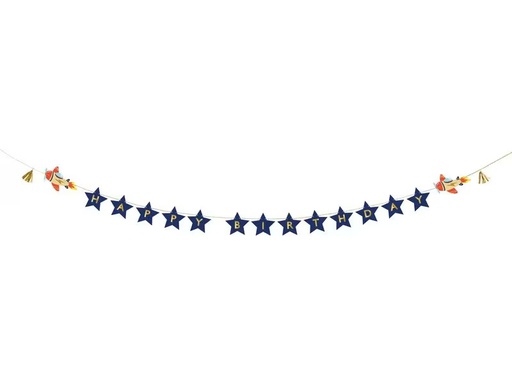 [90333447 1665213] Partydeco Girlande Flugzeug 3 m, Dunkelblau