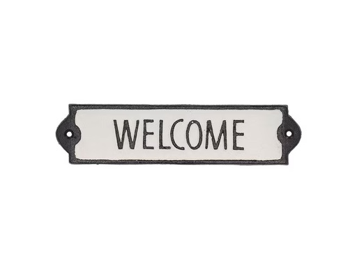 [90333502 1660169] Esschert Design Wandschild Welcome 21.2 cm, Schwarz/Weiss