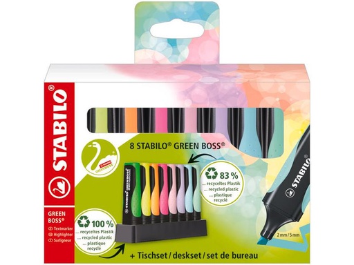 [90005331 1129271] STABILO Textmarker Green Boss Tischset, 8 Stück