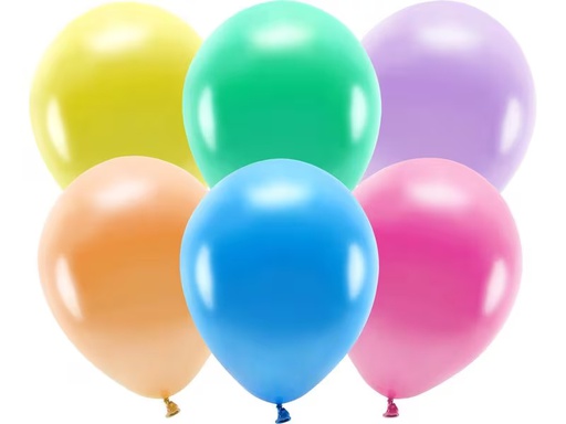 [90333942 1665532] Partydeco Luftballon Uni Eco Metallic 10 Stück, Mehrfarbig
