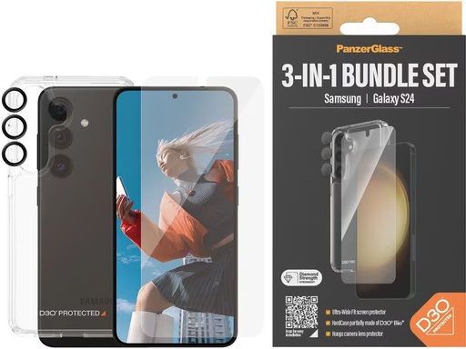 [90334367 1645754] Panzerglass 3-in-1 Bundle Galaxy S24