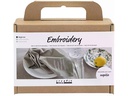 Creativ Company Bastelset Sticken Serviette Staubgrün