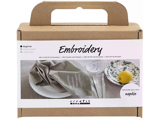 [90334630 1644304] Creativ Company Bastelset Sticken Serviette Staubgrün