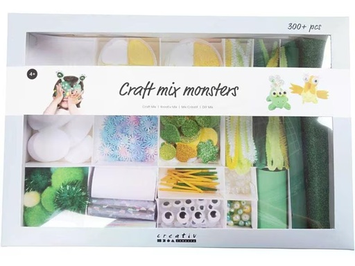 [90334751 1644335] Creativ Company Bastelset Kreativ Mix Monster Grün/Gelb