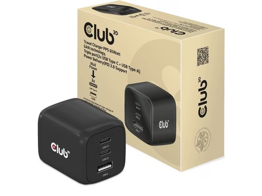 [90334878 1676271] Club 3D USB-Wandladegerät PPS 65Watt GAN-Technologie CAC-1913