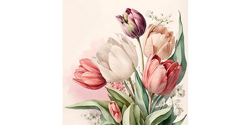 [90335306 1666059] Braun + Company Papierservietten Vintage Tulip 33 cm x 33 cm, 20 Stück